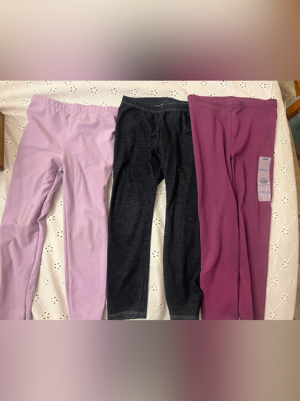 Garanimals Three-Pack Leggings in Black, Mauve, Plum